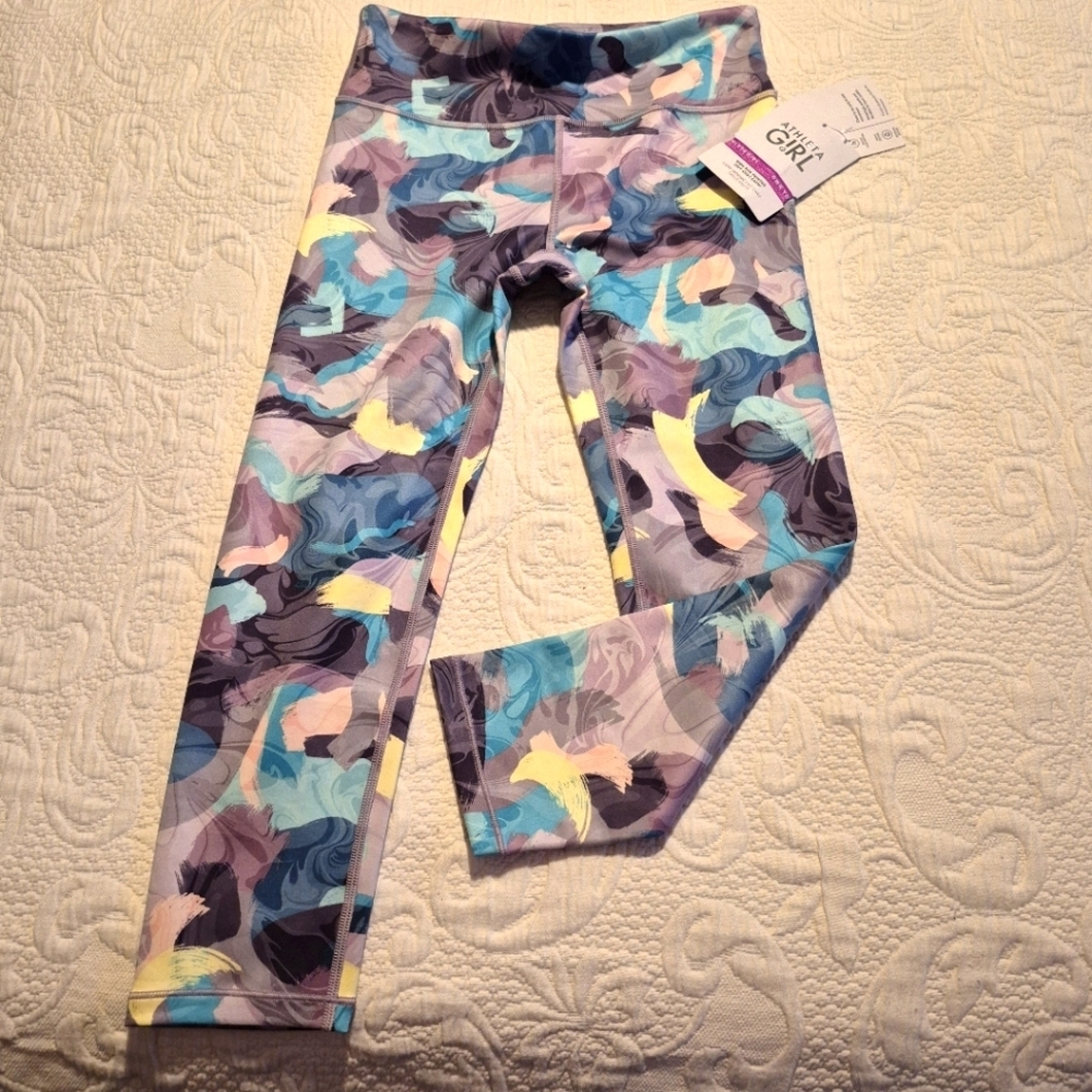 Athleta girls size XL or 14 high rise Chit Chat capri leggings NEW